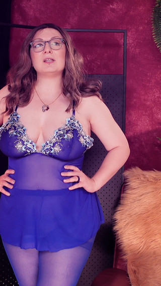 Try on Haul: Babydoll Dress! Curvy MILF in Deep Blue Lingerie! Arya Grander