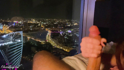 Hot girlfriend sensual sucking dick and fucking near the window