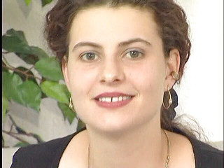 Stockinged brunette babe masturbating solo in vintage video