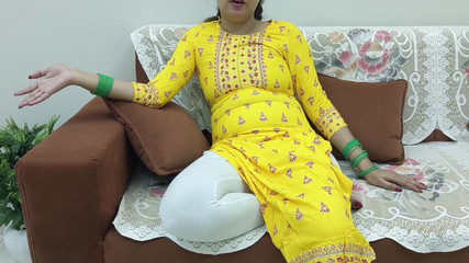 Indian Desi Woman in a Sari on a Couch Showing Her Boobs