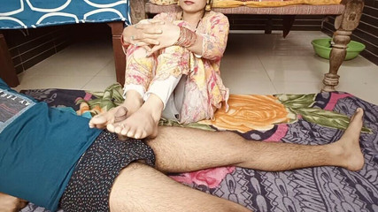 Desi Bhabhi Romantic Footjob Before Fucked by Her Husband