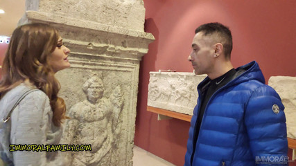 Bratty British babe goes to the history museum with her stepdad