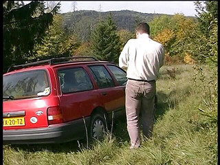 Busty blonde pussy licked and slammed outdoors