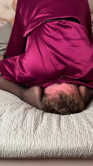 Panty Gagged Facesitting in Lingerie with Face Slapping