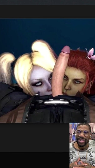 Harley Quinn and Ivy Deepthroating a Naughty Fucking Cock