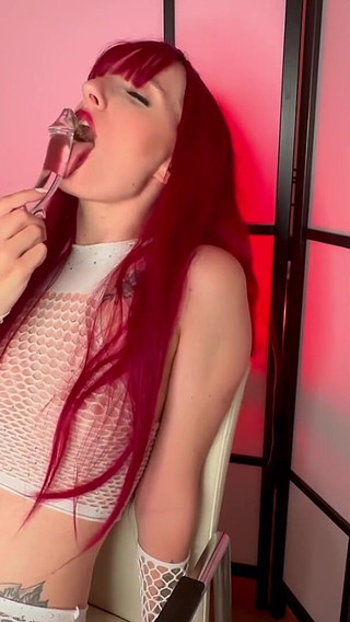 Trixie Fox - Fishnets & Glass Dildo