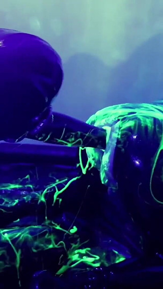 Rubber Double Fisting with Uv Slime