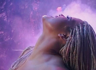 Superb black girl is rubbing her wet pussy