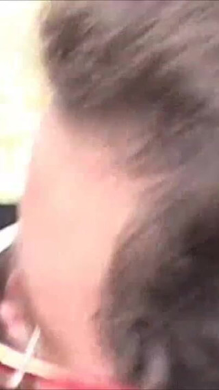 Old BBW chick sucks his cock outdoor in close up