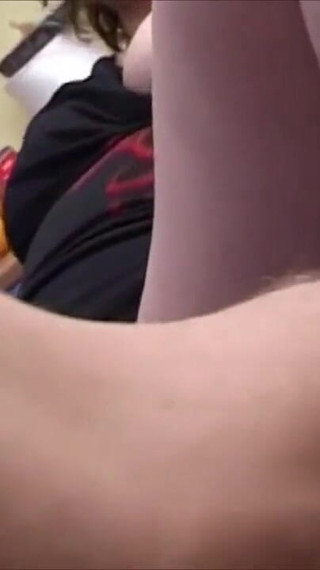 She rubs his hairy pussy and then cum on it