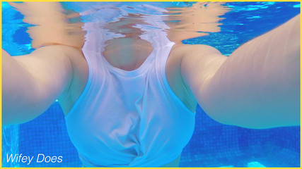 Wifey Is Swimming Braless in a White Shirt