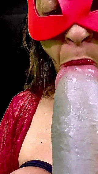 Huge Dildo Sucking and Tit Hanging