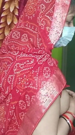 Stepbrother in Law Left Stepsister in Law in Red Saree