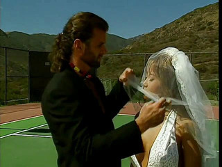 Stunning young big tit bride is licked by tennis coach and fucked hard