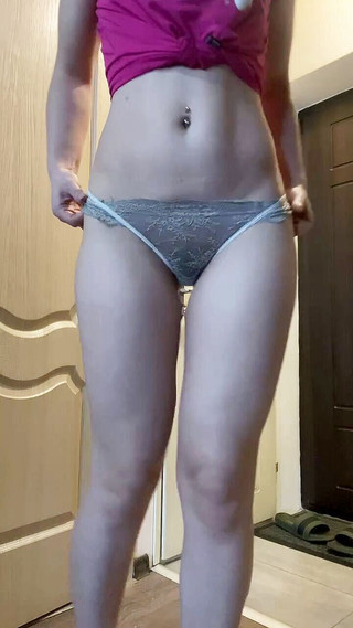 Baby after bath dance in grey panties