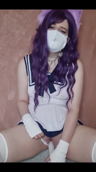 Kitten Enjoys Playing with Her Pearl Dildo