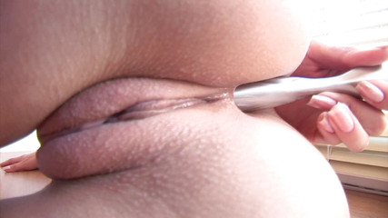 Pussy juices on the windowsill