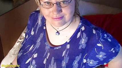 Horny BBW mature plays with her extreme monster tits