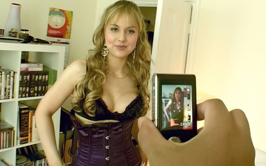 Taking Pictures of a Blonde in Stockings at Home