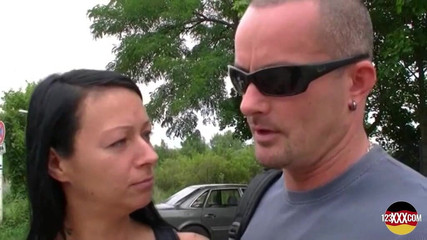 Tattooed German Babe with Dark Hair Fucking Near the Lake