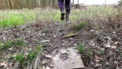 Topless in the Forest - Slapping Her Tits Hard