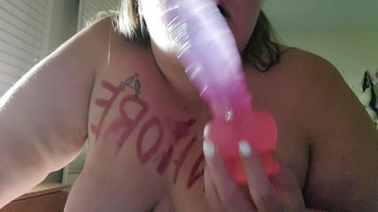 Whore getting sloppy on dildo