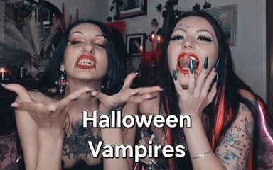 Halloween Vampires Will Make You Jerk off and Cum in a Glass. You'll Drink Your Own Cum and the Vampires' Spit.