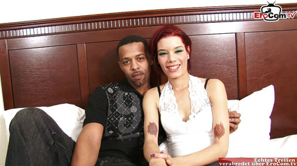 Pretty redhead and her boyfriend at their first casting