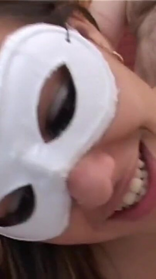 Fantastic Young Masked MILF Fucked by a Fat Guy Who Cums with a Handjob