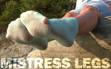 Outdoor Soles Tease in Cute Turquoise Nylon Socks Part 2