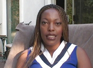 Big ass ebony cheerleader blows and rides big cock outdoors