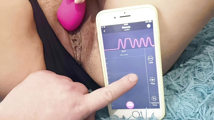 My friend controls my toy and then fucks me. Close-up