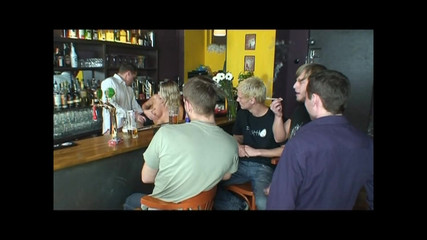 Bukkake for Young Girl Fucked in the Pub and Cumshot on the Face by Big Amateur Cocks