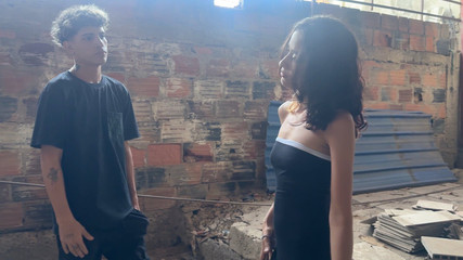 Real Sex Outdoors. a Couple of Strangers Enter an Abandoned House as a Date to Fulfill Their Sexual Fantasies.