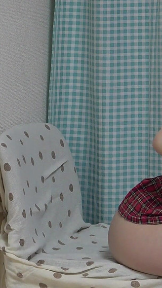 White Micro Thong Panties Disappear Sandwiched Between Pussy, Big Boobs Japanese Girl in Mini Skirt Uniform Tease