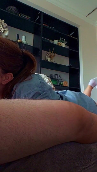 Hot Blowjob and Cum Swallow on the Sofa