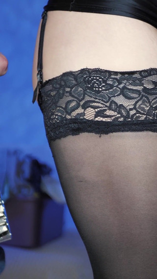 Hot whore's stockings are in cum again.