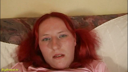 BBW redhead teen plays with her monster juggs