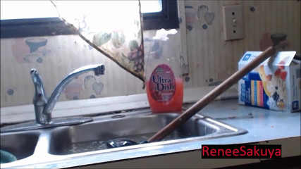 Pregnant Sink Plunging in Bra and Panty