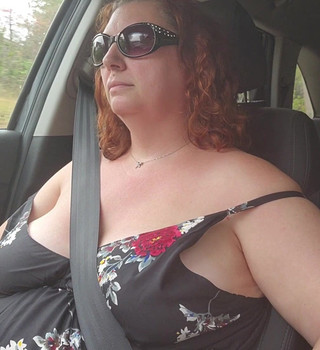 Curvy Hot MILF Driving Through Town and Construction Topless and Playing with Big Natural Tits and Nipples