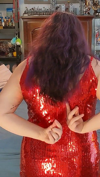 Hotwife Dances and Strips in Red Dress!
