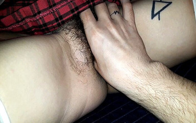 Pervert licks a dirty young milf pussy to a girl