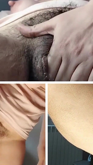 Amateur Wife Hairy Pussy Massages Her to Orgasm, Big Tits, Big Nipples, Big Ass.