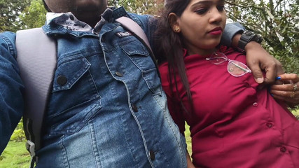 Indian Desi Girl Kissing Scenes and Boobs Press by Her Boyfriend in Forest