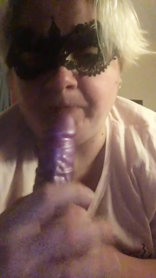 Bbwbootyful sucking deepthroat my 12inch dildo