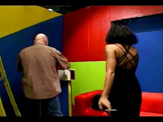 Horny brunette spreads her legs and guy licks and sucks on her pussy