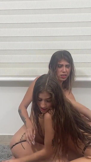 Two Stepsisters Fucking After Seeing Their Stepfather's Cock