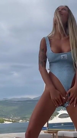 Monika Fox with Big Butt Plug in Ass Masturbates and Squirts in Front of Beautiful View