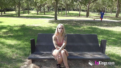 Blonde babe gets fucked by a superdude! She didn't expect that cock