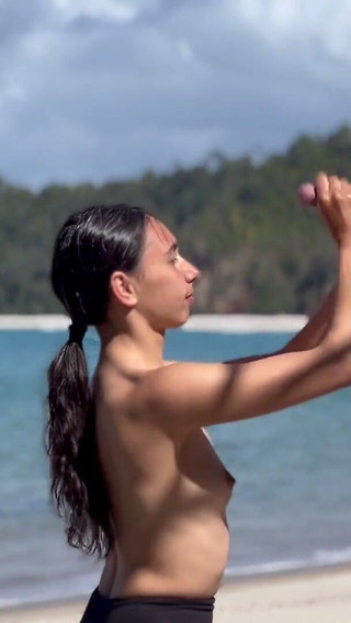 Blowjob and Handjob on the Best Beach with a Swallowing Load